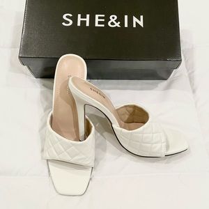 White Quilted Mule Heels sz 8.5/9